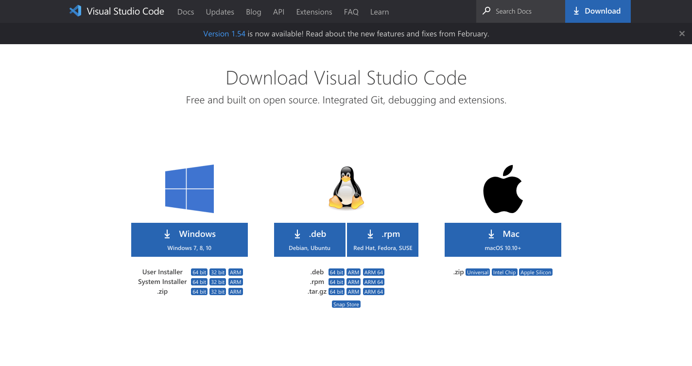 VS Codeのダウンロードページ