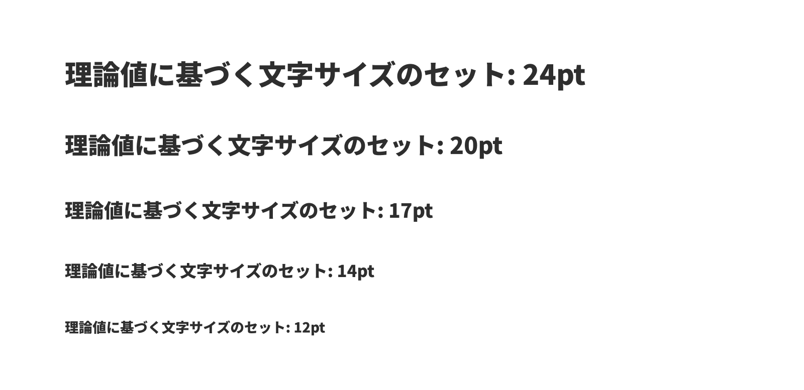 理論値に基づく文字サイズのセット