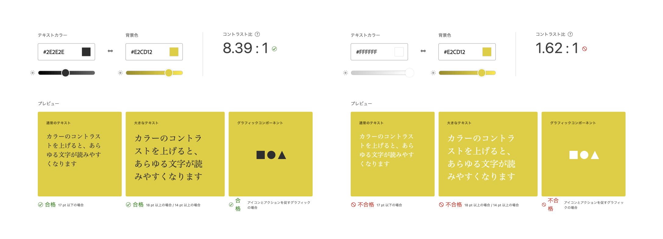 AA基準でのコントラストチェック